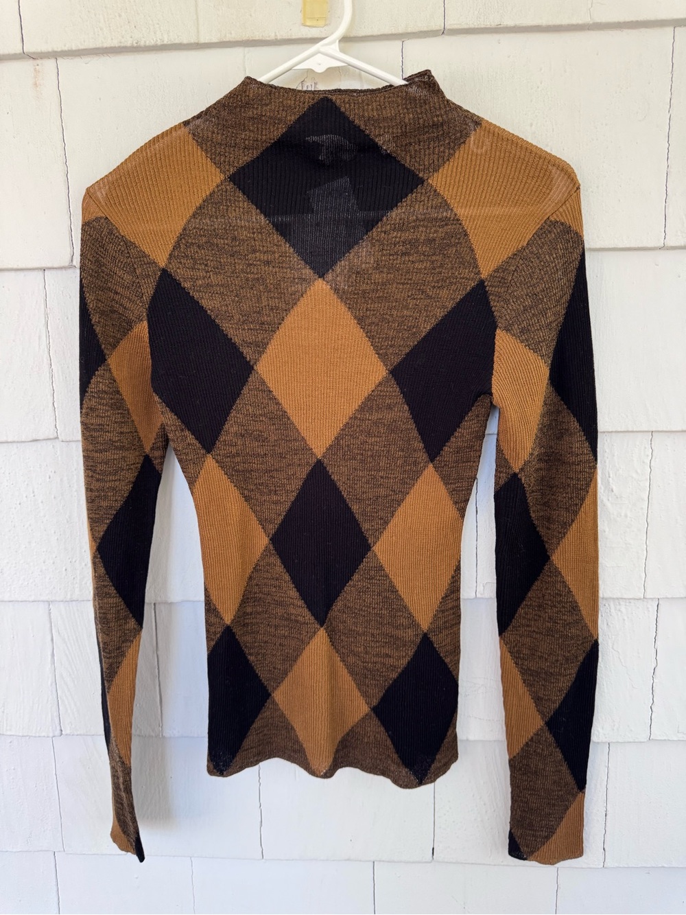 A.L.C. Hugh Long Sleeve Knit Top in Saddle/Black size Medium NWT NEW - Picture 4 of 10